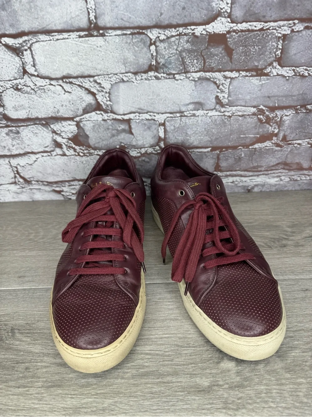 Paul Smith Basso Bordo Burgundy Embossed Leather Low Top Sneakers men sz 41EU/8M